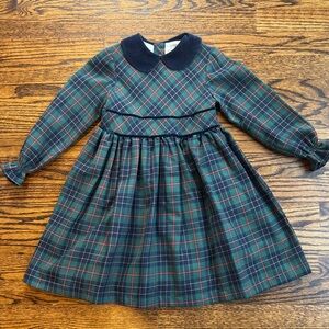 Pepa London Classic Green Plaid Peter Pan Collar Kids Dress